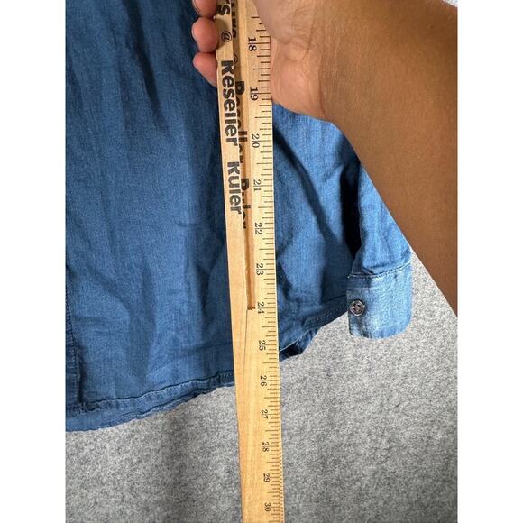 Adriano Goldschmied Top Women S Long Sleeve‎ Button Front Denim Chambray Western - Picture 5 of 7